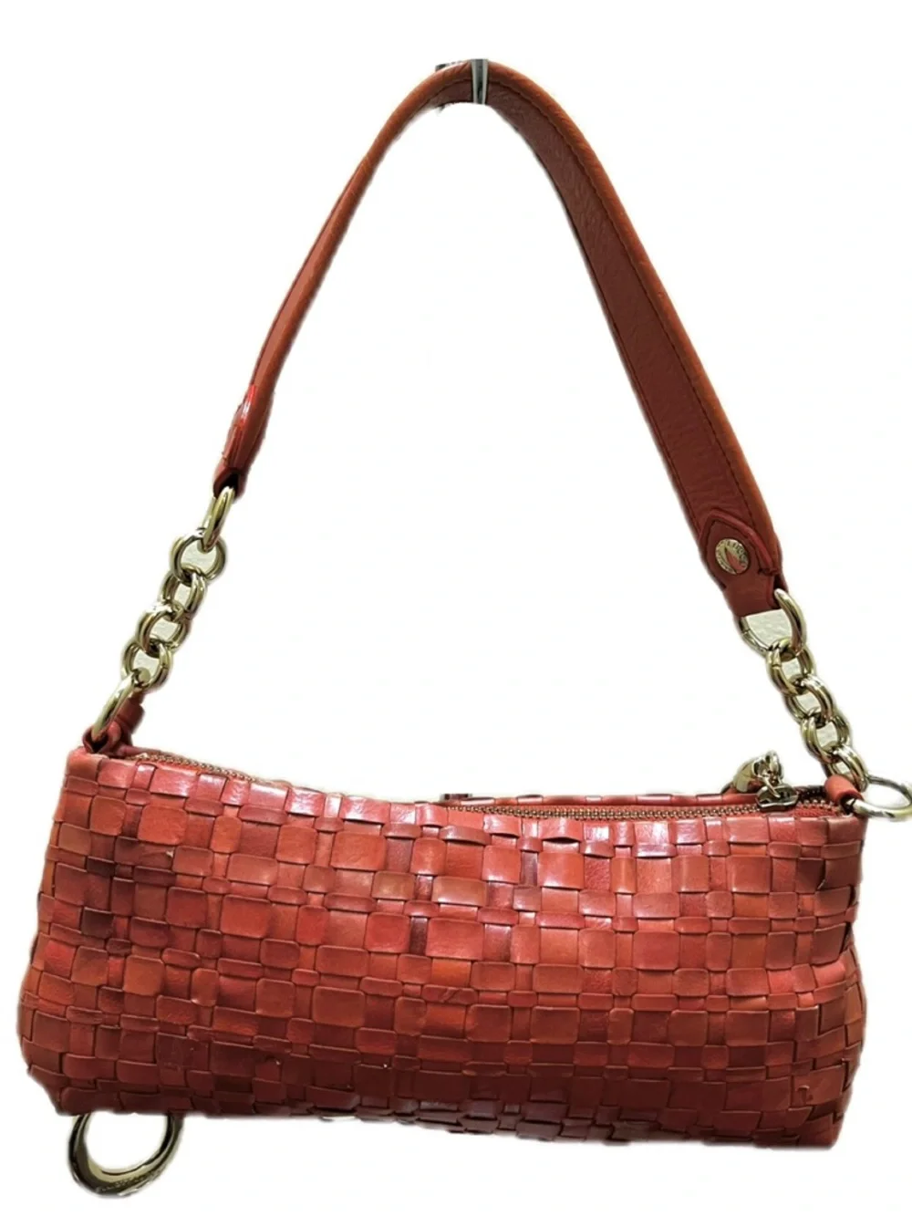 Elliott Lucca Intreccio III Woven Coral Orange Handbag - Picture 2 of 14